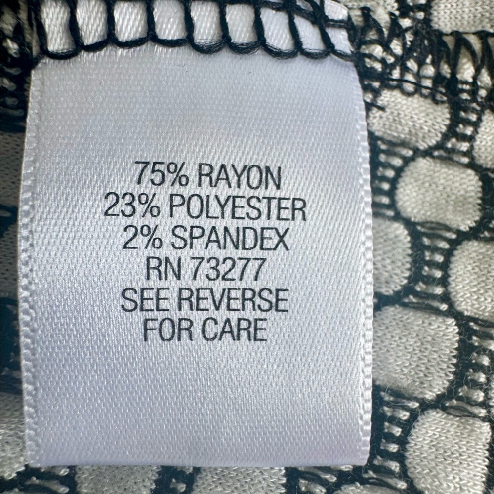 Dana Buchman Pullover Knit Top Black/ White Honeycomb Pattern 3/4 Sleeve Size L - Picture 5 of 8